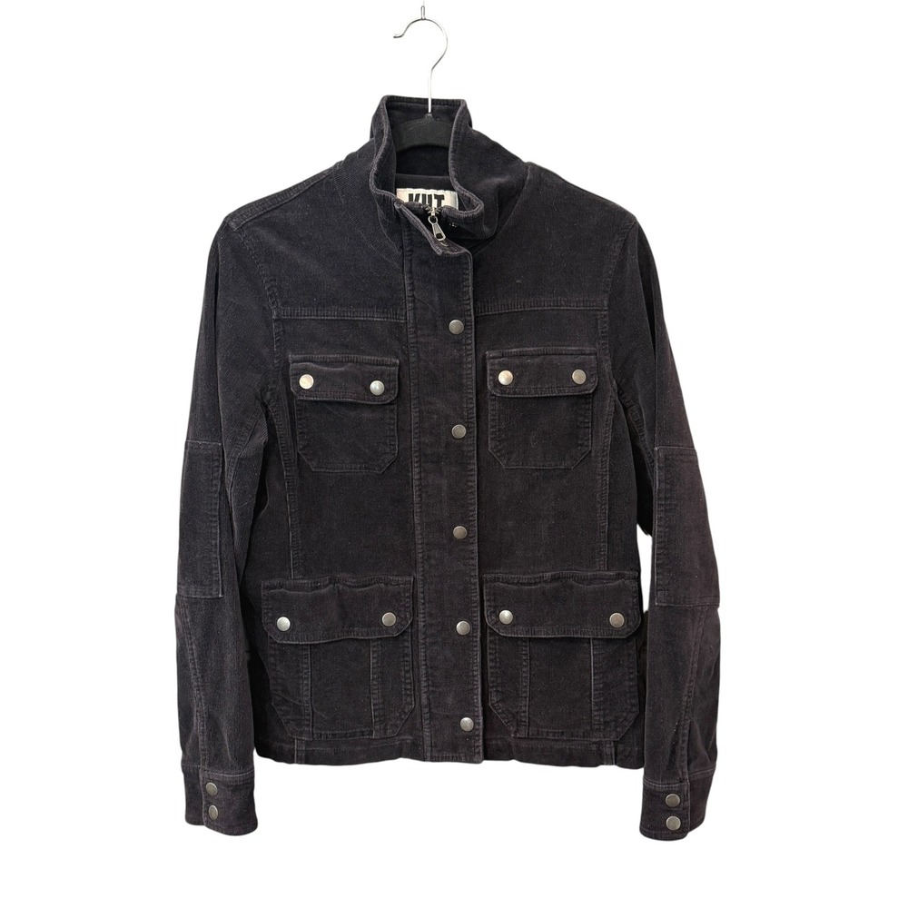 Kut from the Kloth Corduroy Utility Jacket M Black Casual Fall Military Field